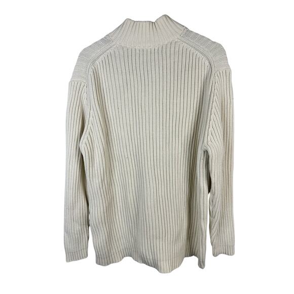 Lands End Womens size XL 18 20 Fishermans Cable Knit Sweater Cream Cotton - Picture 2 of 9